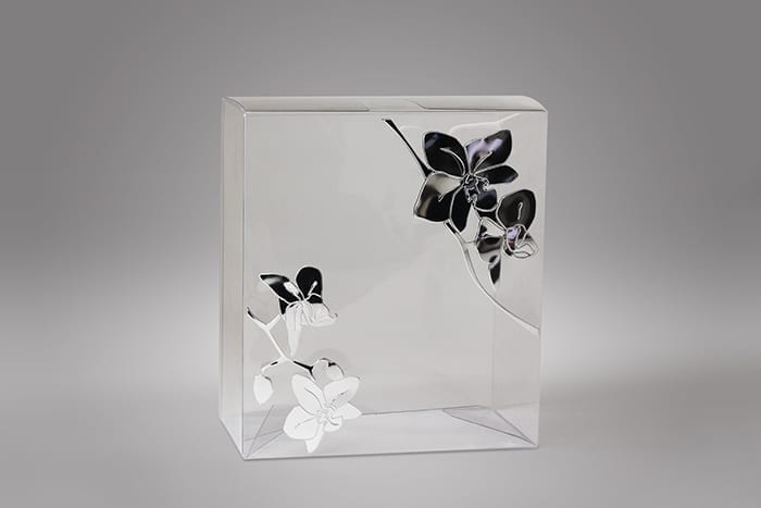 Clear Box Silver Embossed Flowers