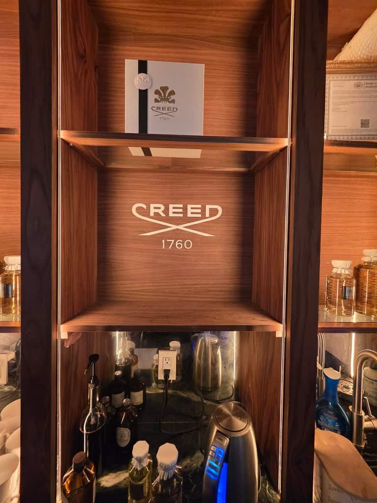 Custom Creed branded textiles and furnishings inside 7 Spring
